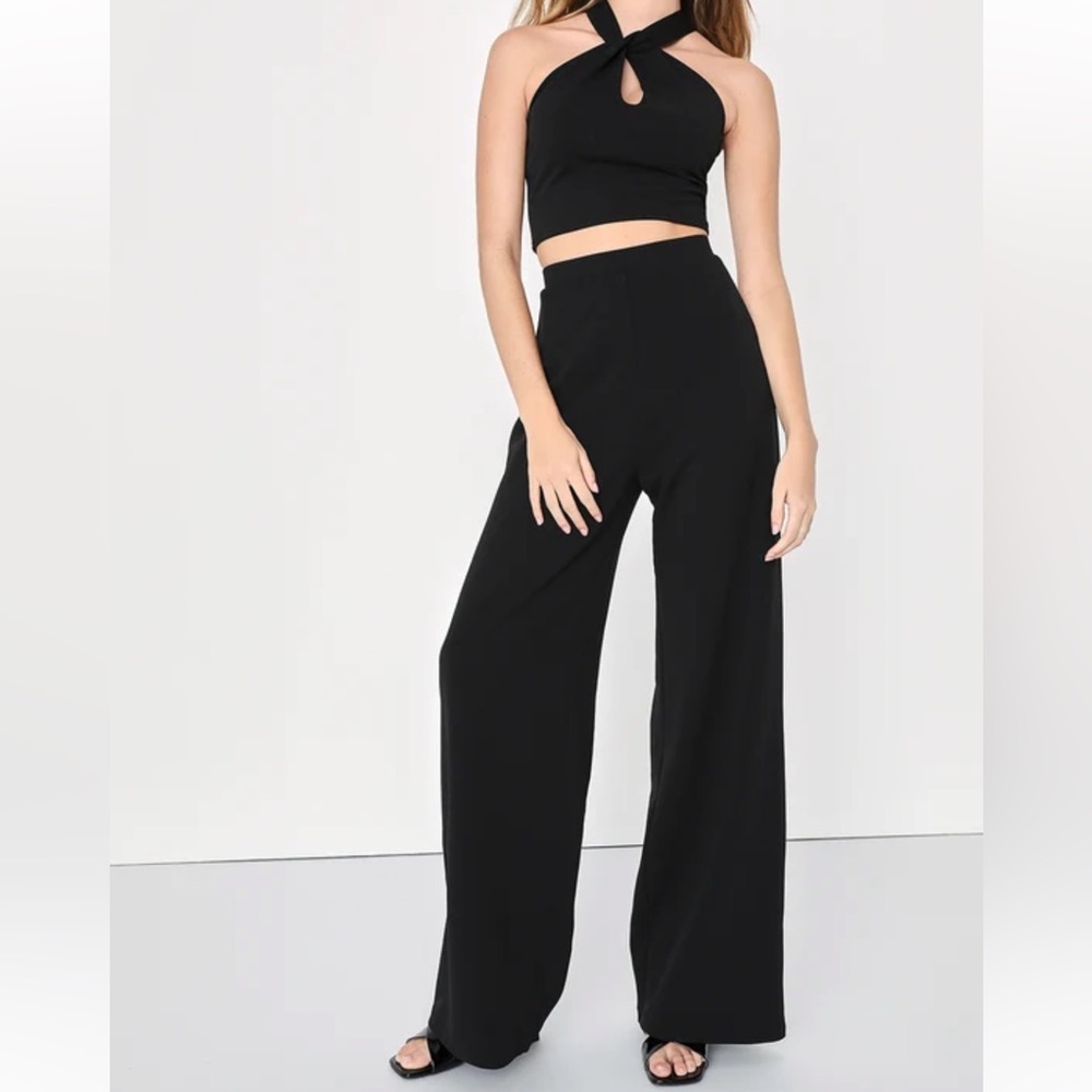 lulus perfect together halter two piece jumpsuit